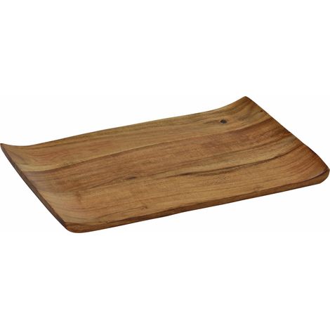 Akazien Servierbrett mit geschwungenen Rändern - 31 x 20 cm - Holz Deko Kerzentablett - Serviertablett Tischdeko Holzbrett für Gestecke Weihnachten Advent Hochzeit