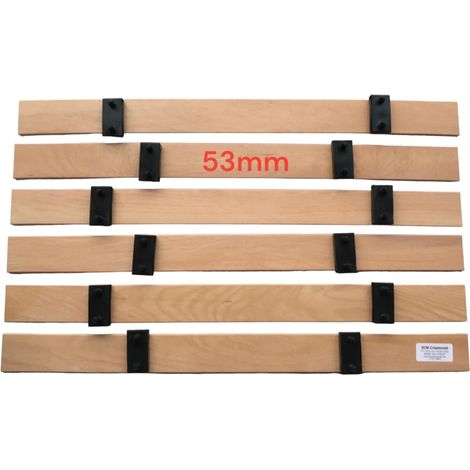 Scm Créations – Lot de 6 lattes en hêtre verni 70cm – 700 x 53 x 8mm – 7 plis avec 12 embouts – Pour sommier clic-clac et BZ (1/5)