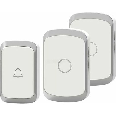 Kabellose Türklingel, smarte LED-Türklingel für Zuhause, 1 Klingel und 1 Klingelknopf, Reichweite bis zu 300 Meter, Weiß - Crezuo