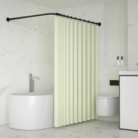 Duschvorhangstange, L Form, Verstellbare 62-94x141-174cm, Schwarz