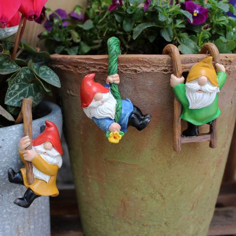 Ensemble de 3 mini statues de nains grimpants pour jardin - Ornements décoratifs créatifs en résine, figurines de paysage (1/5)