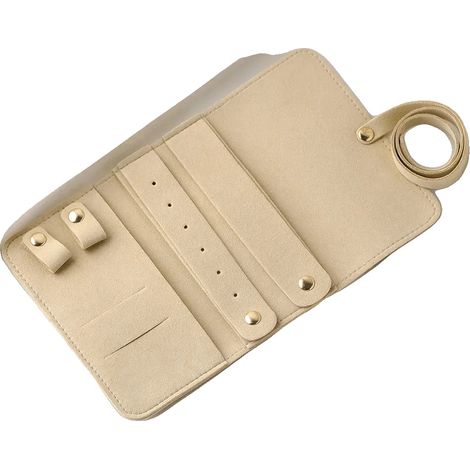Organizzatore di gioielli, design compatto, scomparti multipli, Beige2 (1/2)