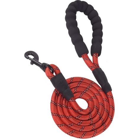 Fünf Fuß langes Nylon-Hundetrainingseil – mit gepolstertem Griff und reflektierendem Faden, langlebig, sicher & ideal für Training und Spaziergänge - Crezuo