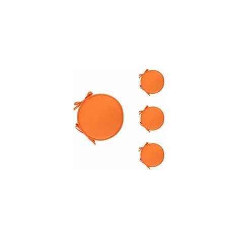 Lot de 4 Coussin Rond Galette de Chaise Ronde pour Table et Chaise de Salle à Manger avec Cordon de Serrage 38cm orange (1/4)
