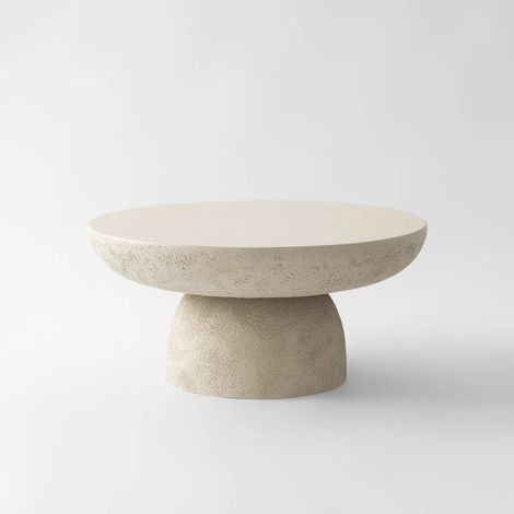 Table basse ronde effet travertin mat salon Ø70 cm GALET