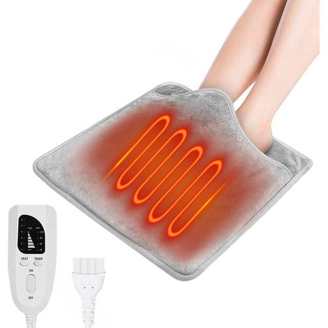 Chauffe-Pieds Électrique, 40X40CM, 6 niveaux de température, lavable en machine, unisexe, protection contre la surchauffe - Gris (1/5)