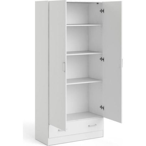 Dmora - Guardaroba 2 ante Amylya, Mobile camera da letto, Cabina armadio portabiti, Armadio appendiabiti, 79x36 h170 cm, Bianco (1/5)