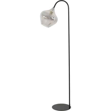 Light & Living - stehlampe - Rakel - schwarz - glas rauchglas -