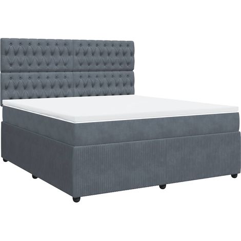 Maison Exclusive - Giroletto a Molle con Materasso Grigio Scuro 180x200 cm Velluto