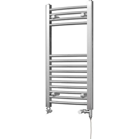 Zennor - Chrome Dual Fuel Towel Rail H800mm x W400mm Standard - Curved (1/3)