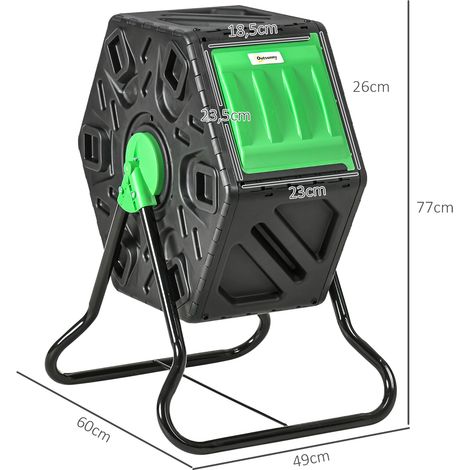 Composteur rotatif 65L, plastique robuste anti-UV, 60x49x77cm, bac à compost avec aération et couvercle, idéal jardin, cuisine, terrasse. (1/5)