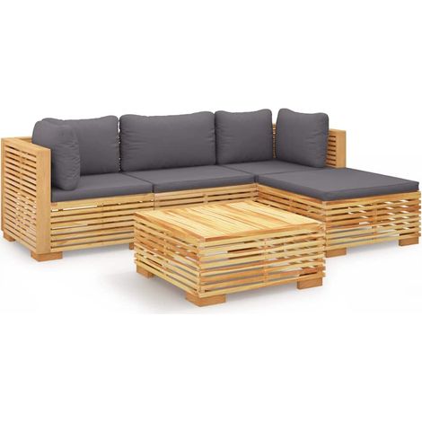 Maison Exclusive - Set Divani da Giardino 5 pz con Cuscini Legno Massello di Teak (1/5)