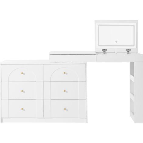 Tavolo trucco girevole con illuminazione LED bianco 105 x 40 x 80 cm MODENUIT (1/5)