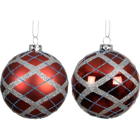 Pallina rossa con glitter ass d8cm (1/2)