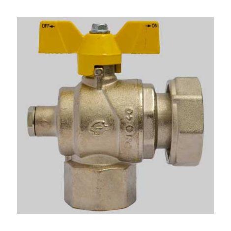Valvola gas a sfera F/F ad angolo con presa pressione dado girevole farfalla Alluminio 3/4 X 1 G F.I.V.