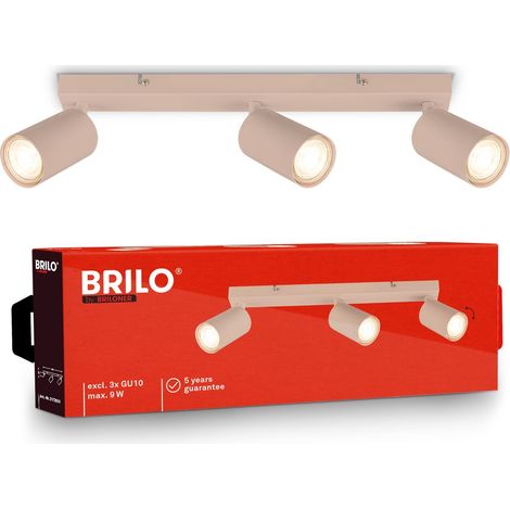 Briloner Plafonnier orientable 44 x 8,5 cm douille GU10 max. 9 W 3 ampoules beige - Spot de plafond salon couloir cuisine bureau (1/5)