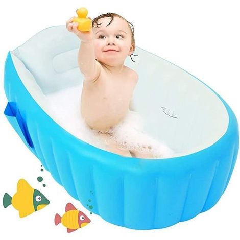 ROCK Baignoire gonflable antidérapante et pliable pour bébé de 0 à 3 ans Bleu (1/4)