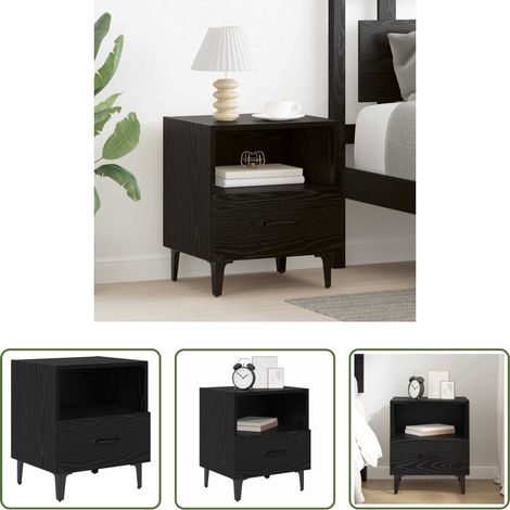 vidaXL Rangement - Cabinet de chevet avec tiroir Chêne noir 40 x 35 x 47.5 cm (1/5)