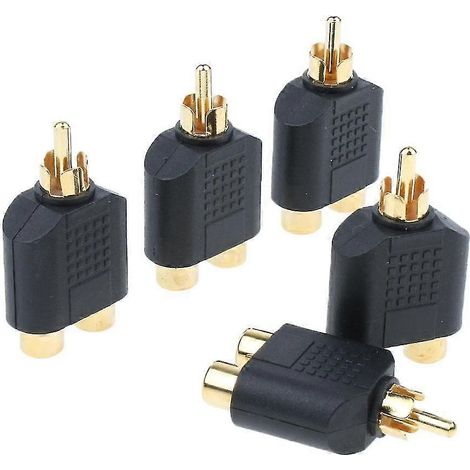 Adaptateur audio/vidéo AV : répartiteur 5x1 RCA mâle vers 2 PHONO femelles (type Y) (1/5)
