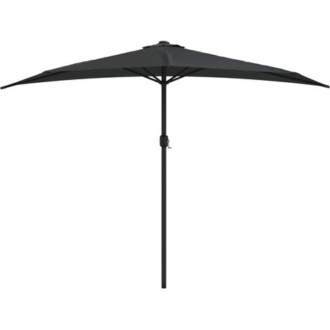 vidaXL Parasol de balcon avec mât en aluminium Noir 300x155x223cm Demi