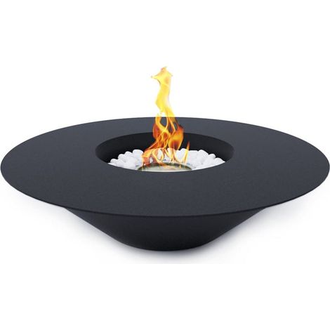 SANTORINI Brasero de jardin rond noir extérieur, cheminée bioéthanol D.60