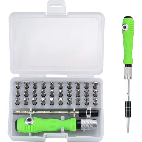 Kit de tournevis de précision 32 en 1 - Mini tournevis magnétique - Kit d'outils avec kit de réparation de tige et de poignée réglable pour électroniques, PC, ordinateur portable, verres (1/5)
