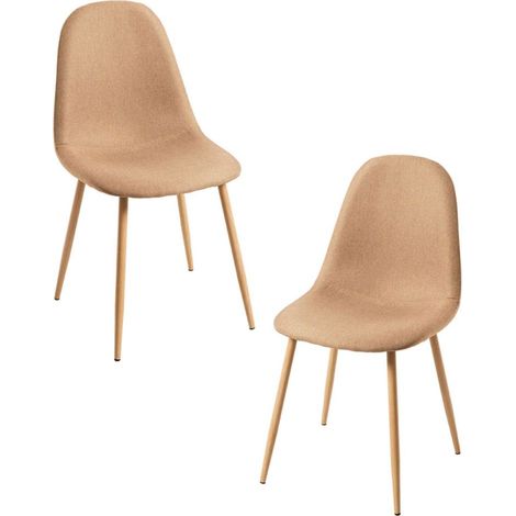 Packs Sillas Comedor - Pack 2 Sillas Teok Tela - Marrón arena (1/5)