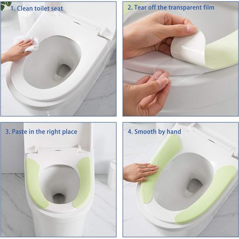 8 Paires De Coussins De SièGe De Toilette Pour Salle De Bain Et Toilettes, Auto AdhéSifs, Avec 2 Rehausseurs De SièGe De Toilette Pratiques Et HygiéNiques