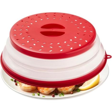 Cloche alimentaire pliable ventilée pour micro-ondes avec poignée à crochet (1/5)