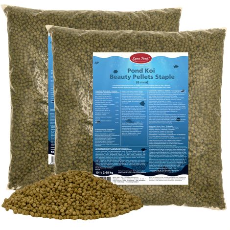 2 x 10 litres Lyra Pond® Pond Koi Beauty Pellets Staple en seau MHD 8/2025