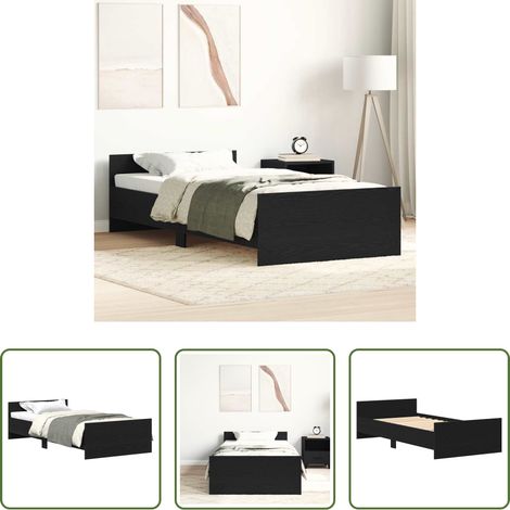 Lit chêne noir - Cadre de lit sans matelas chêne noir 100x200 cm (1/5)
