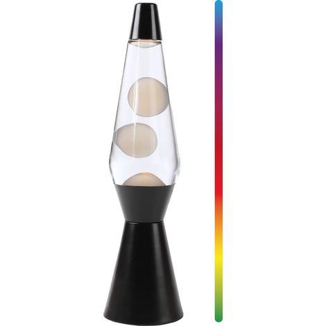 iTotal - LED Lava Lamp with Color-changing Light, White Wax and Black Base - Black - 36 cm (XL2937)