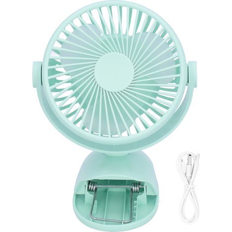 Wiederaufladbarer USB-Tischventilator, Mini-3-Blatt-Clip, starker Luftstrom, 4 Geschwindigkeitsstufen, umweltfreundlicher Kühler (1/5)