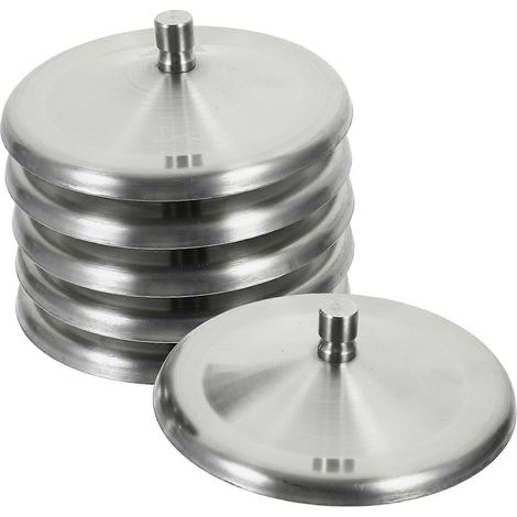 6-teiliges Set Edelstahl-Becherdeckel, staubdichte Becherdeckel, korrosionsbeständige Becherdeckel, runde Becherabdeckungen-9.50X9.50X2.00CM-Silver-1 (1/4)