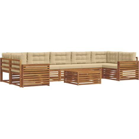 Conjunto de sofás de exterior con cojín 8 pcs Natural y Beige vidaXL (1/5)