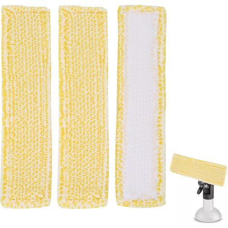 Set of 3 replacement cleaning pads for Karcher WV2, WV5 and WV6 window vacuum cleaners  Premium microfiber cloths with Velcro for easy attachment and replacement (1/5)