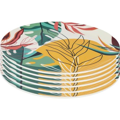 Set de 6 assiettes plates en plastique paradis exotique (Ø26cm) - ANTILLES