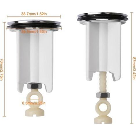 Bouchon de vidange Universel pour lavabo - Bonde réglable en Laiton chromé Blanc - Compatible évier Cuisine et Salle de Bain - Bouchon lavabo Haute résistance - Système d'étanchéité Optimal (1/5)