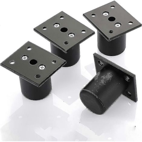 Lot de 4 pieds de meubles réglables en alliage d'aluminium pour sommier, armoire, table (noir, hauteur 50 mm) (1/5)