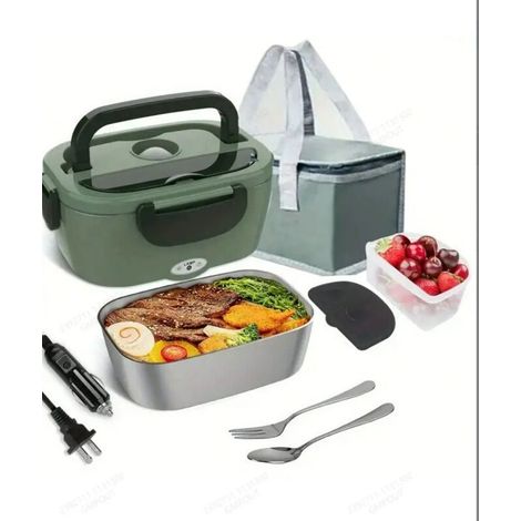 Elektrischer Speisenwärmer für Auto und Homeoffice. Elektrische Lunchbox aus Edelstahl für unterwegs. 1,5-Liter-Speisenwärmer. Warmhaltebehälter mit Topf und