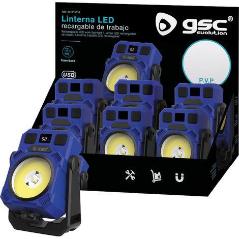 Linterna LED COB recargable 1500lm 15W con Powerbank