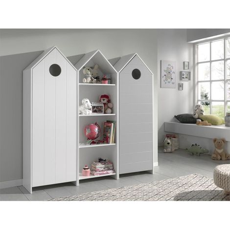 Pack - Étagère Enfant & 2 Armoires "Casami" Blanc & Gris (1/4)