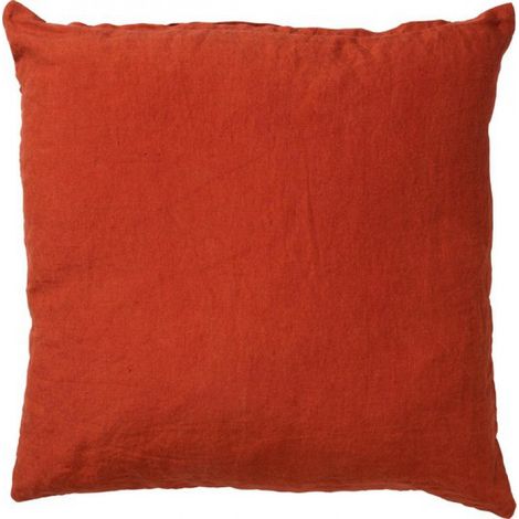 LINN - Coussin décoratif 45x45 cm - 100% lin - coloris uni - Argile de potier - orange - Coussin intérieur inclus - Coussins de luxe pour salon et canapé (1/3)