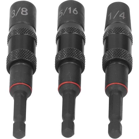 Lot de 3 adaptateurs de douilles pour visseuse à chocs CRV aimantés rotatifs 1/4in 3/8in 5/16in 88mm (1/5)