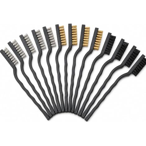 15Pcs Brosse Métallique, 5Pcs Brosse Nylon, 5pcs Brosse Laiton, 5pcs Brosse Acier Inoxydable, Brosse Metallique a Main pour Nettoyage Brossage Récurage Rouille Contre Poussière (17cm) (1/5)