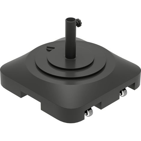 Outsunny Basamento per Ombrellone a Ruote e Riempibile in HDPE Nero 48x48x32.5cm