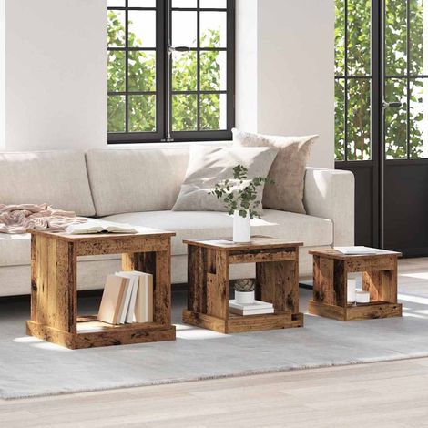 vidaXL Tavolino da salotto 3 pcs Legno vecchio Legno multistrato
