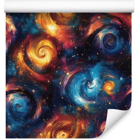 Papier peint aquarelle galaxie bleu marine, bordeaux et rouge 50x1000 cm (1/5)