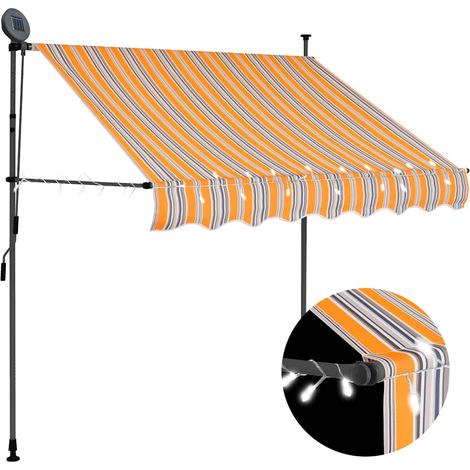 Auvent manuel rétractable avec LED-Store banne 150 cm Jaune et bleu (1/5)