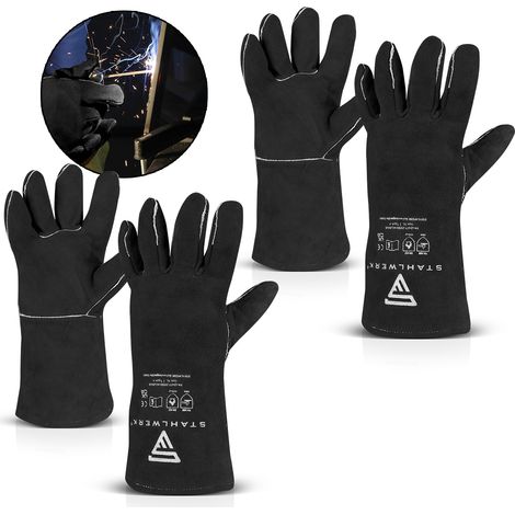 STAHLWERK guanti da saldatura set di 2 guanti da saldatura guanti di protezione termica